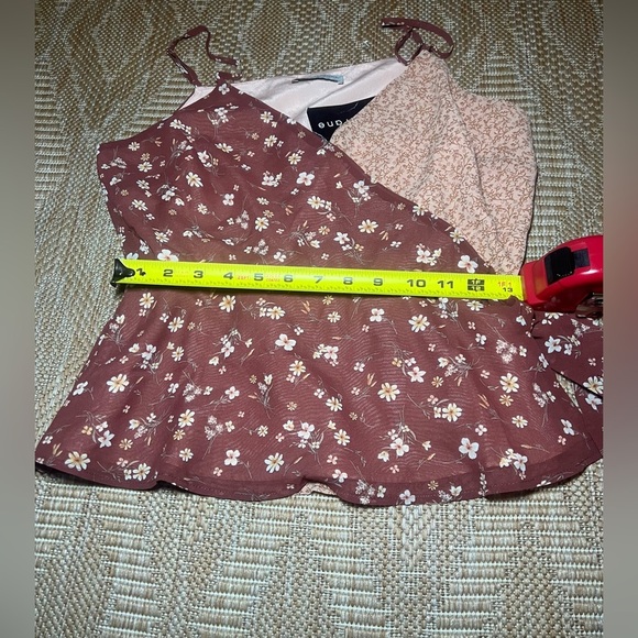 Anthropologie Paper Crane Junior's Double Print Faux Wrap Peplum Top,Size M,NWT - Picture 8 of 10